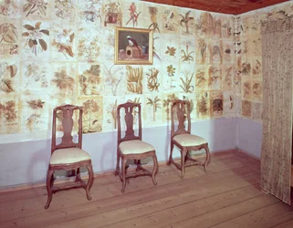 Interior with Botanical Wallpaper of the Home of Carl Linnaeus, Hammarby, Uppsala, Sweden